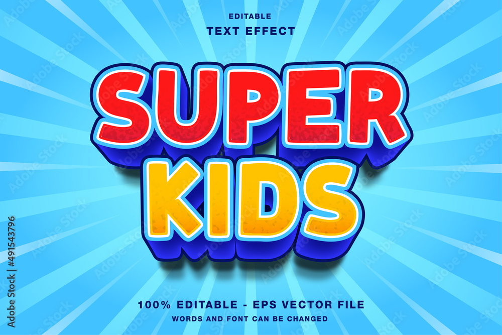Fototapeta premium Super Kids 3D Cartoon Editable Text Effect