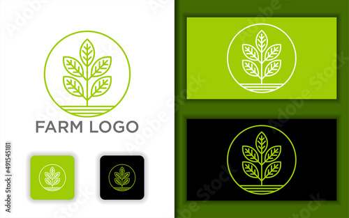 Green Nature Farm concept Logo Design Template