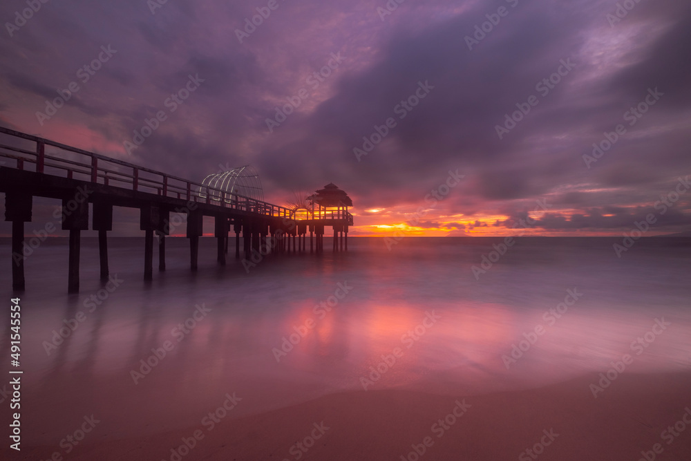 Sunset view at Sambolo Beach Anyer Serang Banten Indonesia 