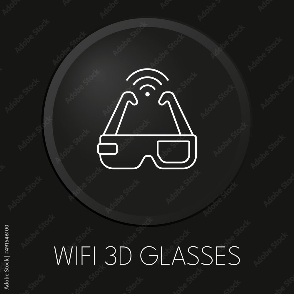 Wifi 3D glasses minimal vector line icon on 3D button isolated on black background. Premium Vector. Wifi 3D glasses minimal vector line icon on 3D button isolated on black background. Premium Vector.