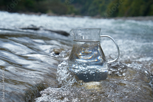 Pitcher of clean river water.