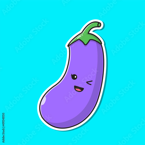 Cute Eggplant Illustration