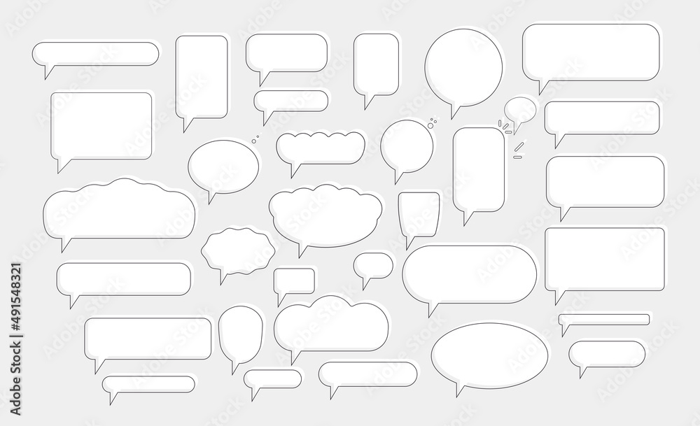 white line speech balloons vector illustration set