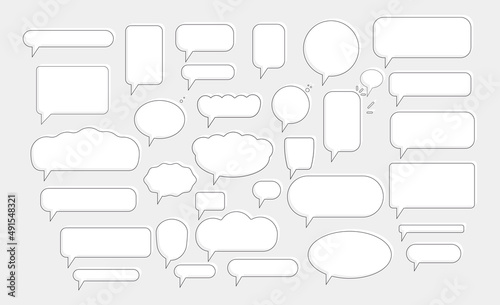 white line speech balloons vector illustration set