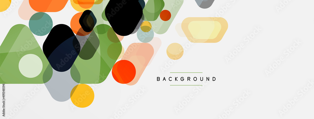 Color bubbles and rounded geometric shapes on white. Vector geometric minimal abstract background for wallpaper, banner, background, landing page Color bubbles and rounded geometric shapes on white. Vector geometric minimal abstract background for wallpaper, banner, background, landing page