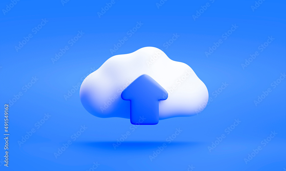 White cloud with download icon cloud computing technology sign or symbol 3D rendering White cloud with download icon cloud computing technology sign or symbol 3D rendering
