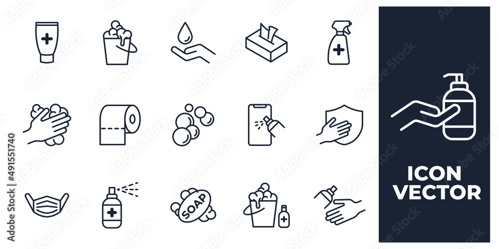 set of Disinfection and cleaning elements symbol template for graphic and web design collection logo vector illustration