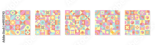 Set of Neo Geo Pattern Design. Vector Graphic of Geometric Shapes. Unique Geometry Shape. Good for blanket, pillow case, bed sheet, banner, flyer, print, brochure, card, presentation, and more