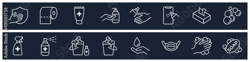 set of Disinfection and cleaning elements symbol template for graphic and web design collection logo vector illustration