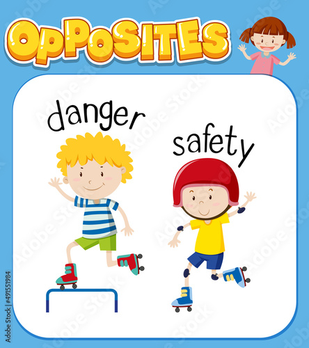 Opposite words for danger and safety
