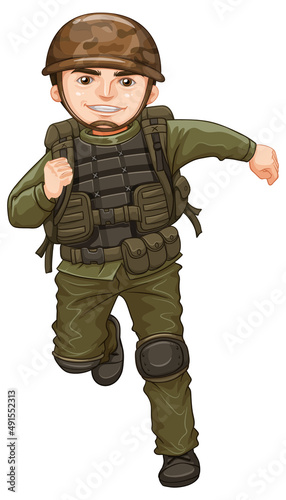 Man in army uniform on white background