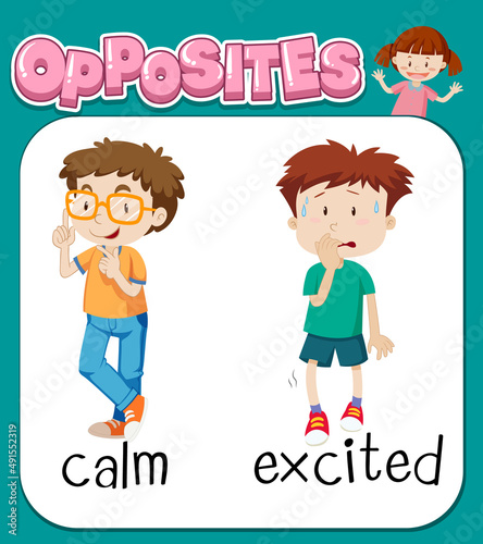 Opposite words for calm and excited