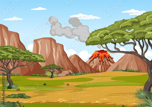 Prehistoric forest scene background