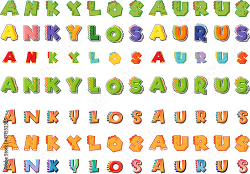 Font design for word ankylosaurus