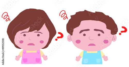 男女　エプロン　保育士　イラスト素材