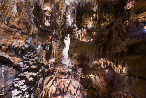 Image of cave Grotte des Demoiselles illuminated inside, France..