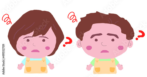 エプロン姿の保育士の男女　イラスト素材