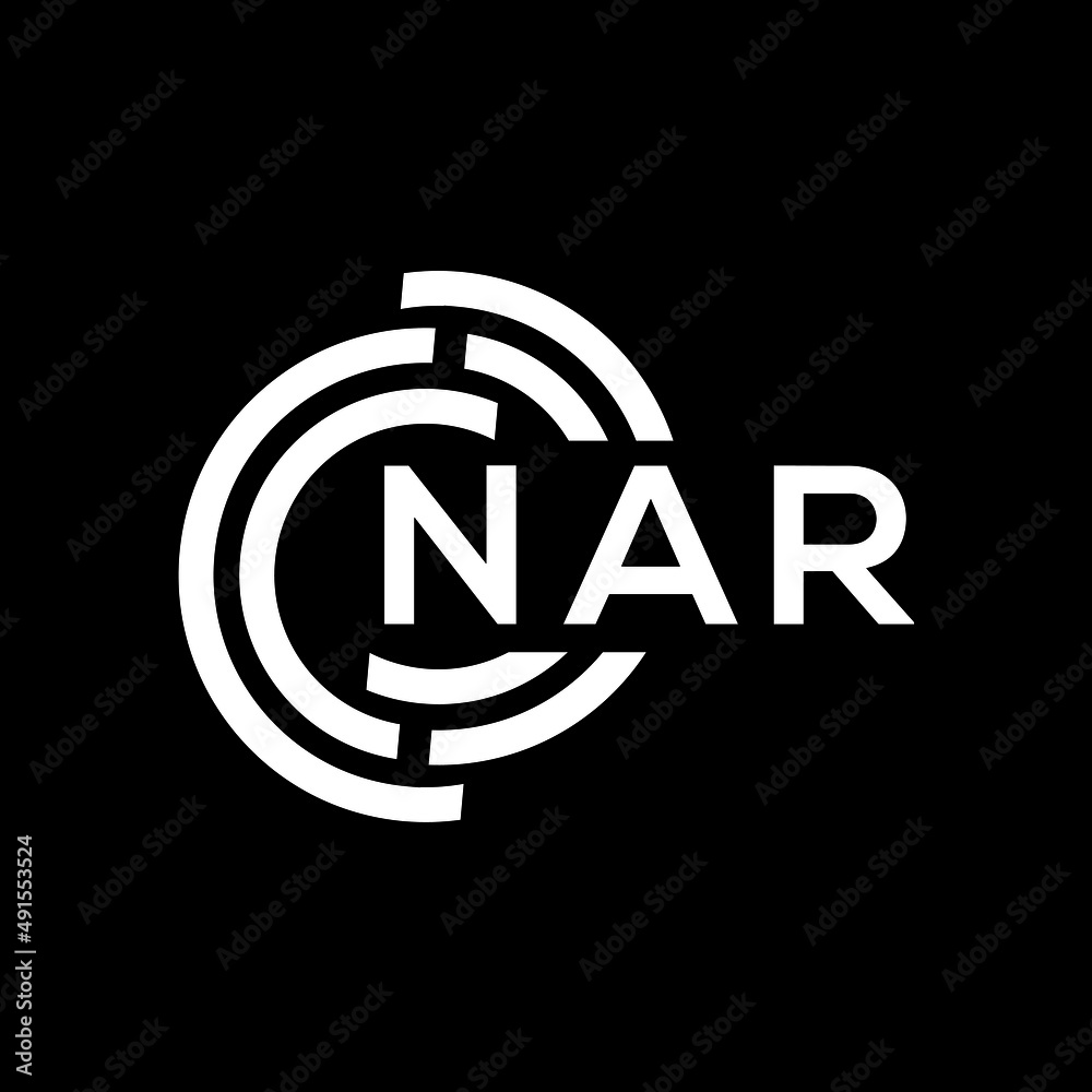 NAR letter logo design on black background. NAR creative initials letter logo concept. NAR letter design.