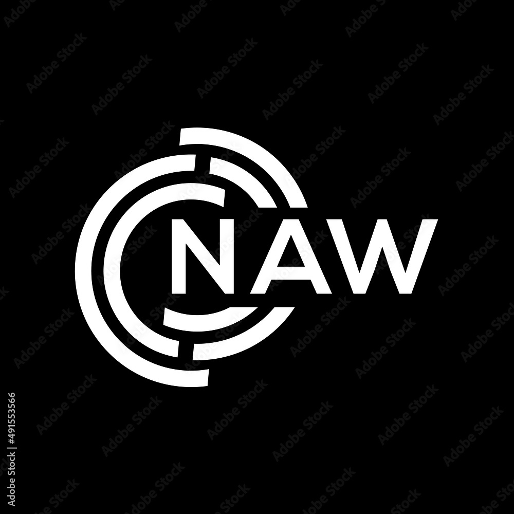 NAW letter logo design on black background. NAW creative initials letter logo concept. NAW letter design.