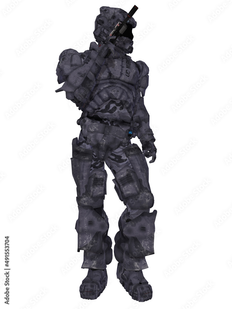 Fototapeta premium 3d illustration of a futuristic male soldier