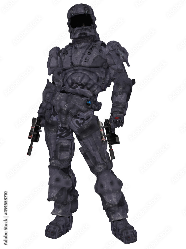 3d illustration of a futuristic male soldier