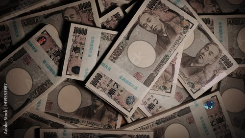 大量の100万円札束（スローモーション）【お金・金融・経済・ビジネス】
