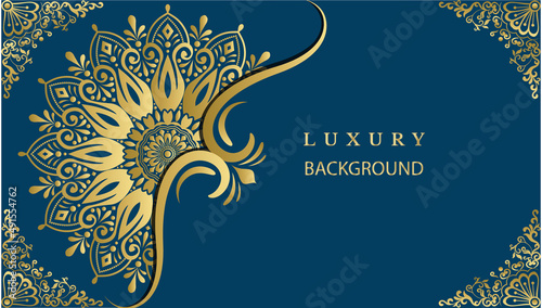 Luxury ornamental mandala design. Gold vintage greeting card. 