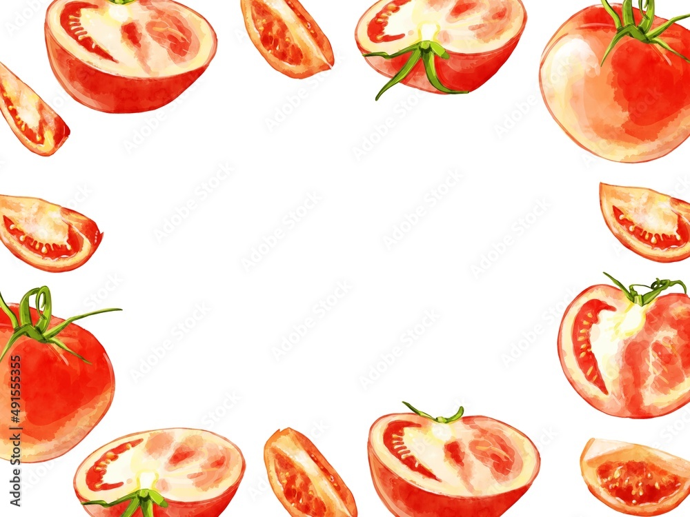 手描き水彩のトマトイラスト長方形フレーム 囲み Stock Illustration Adobe Stock 手描き水彩のトマトイラスト長方形フレーム 囲み Stock Illustration Adobe Stock