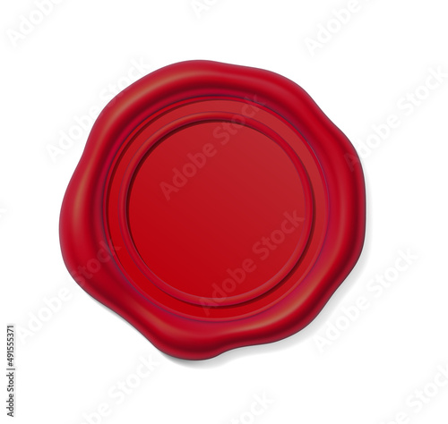 Seal wax 3d. Red Wax candle stamp. Realistic vector render design elements.
