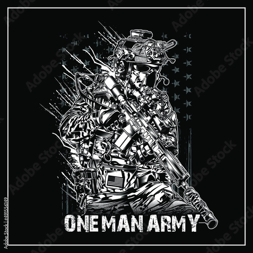 ONE MAN ARMY ILLUSTRATION SOLDIER