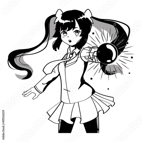 anime girl with crystal ball