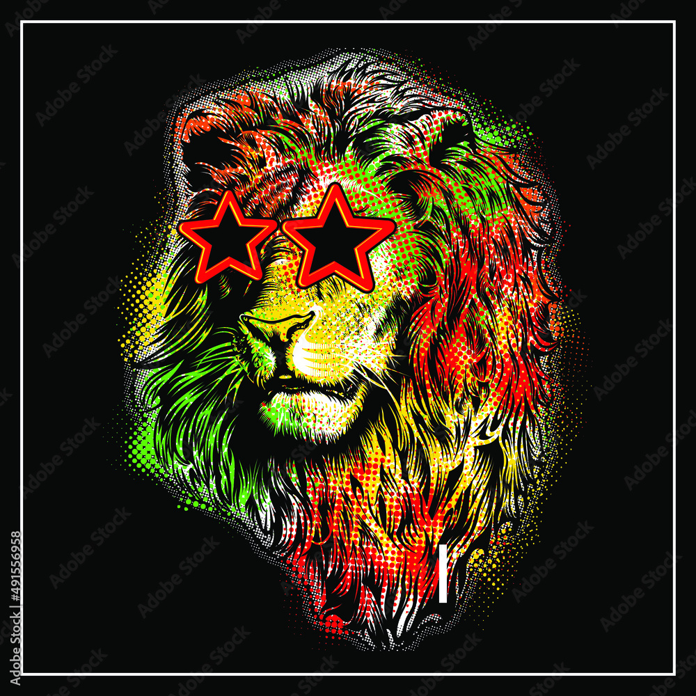 COLORFULL LION ILLUSTRATION GRAPHIC Stock Vector | Adobe Stock