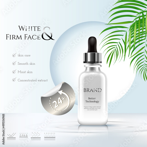 Sunblock ads template, sun protection cosmetic products design with moisturizer cream or liquid, sparkling background with white gold, vector design.
