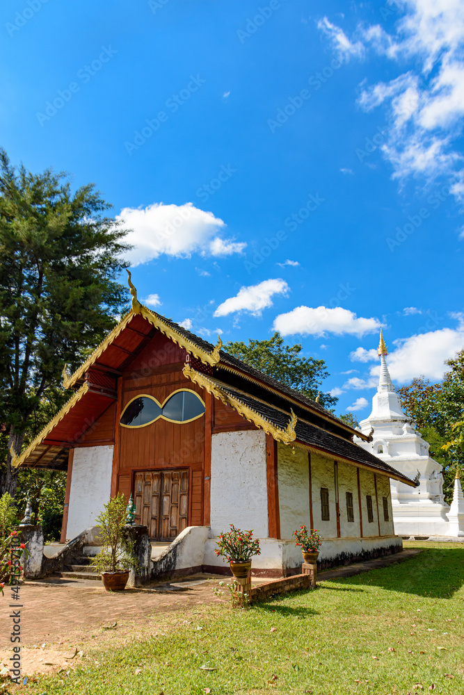 Wat Chan Buddhist temple there is a church that looks like glasses in Chiang Mai province, Thailand. The old Buddhist temple over 300 years old