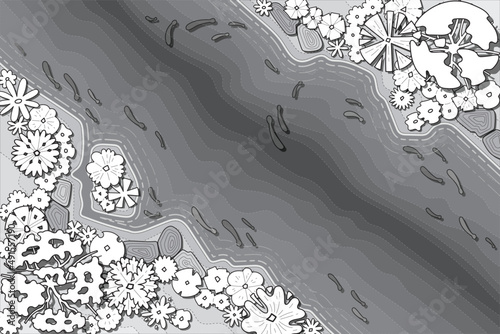 Hand drawn vector set of top view trees.