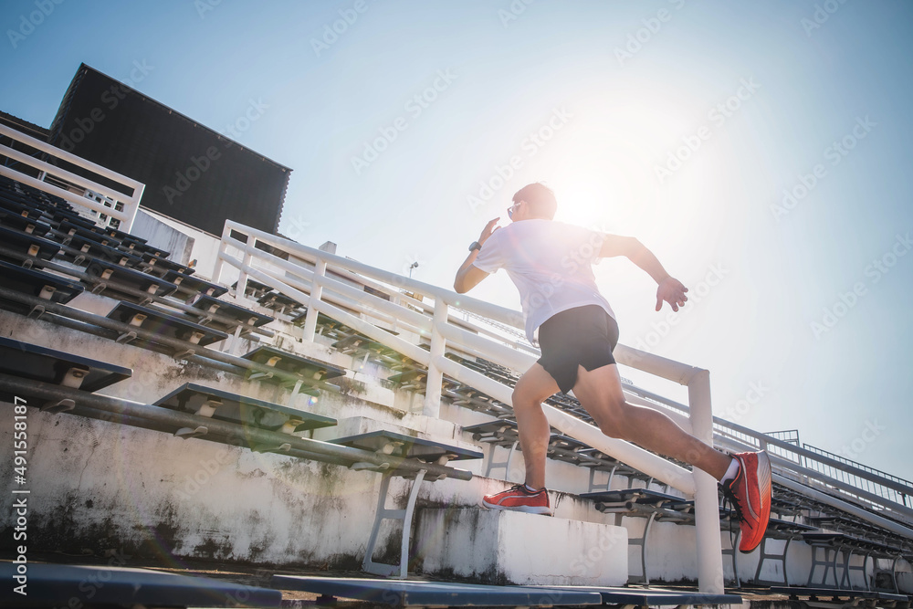 Athlete jogging stair jogging fitness male jogging jogging concept