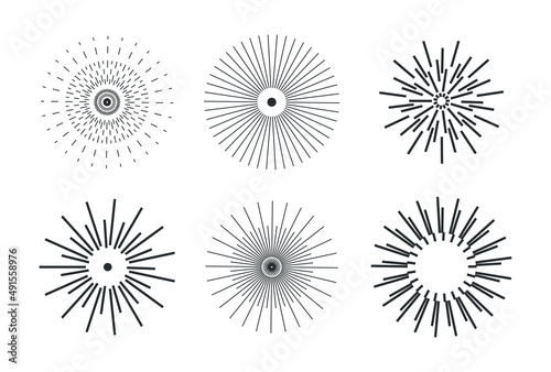 sun geometrical line design vector set