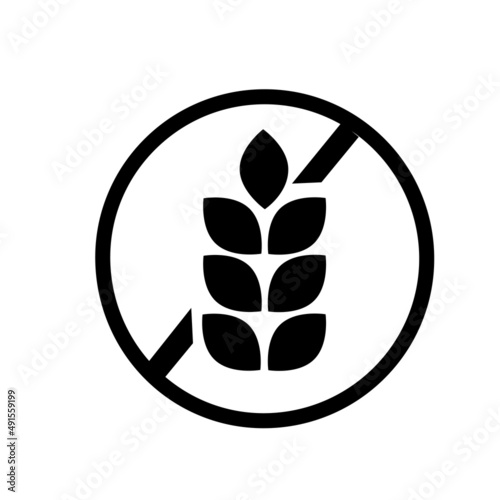 Gluten free food allergy product dietary label flat vector icon for apps and websites