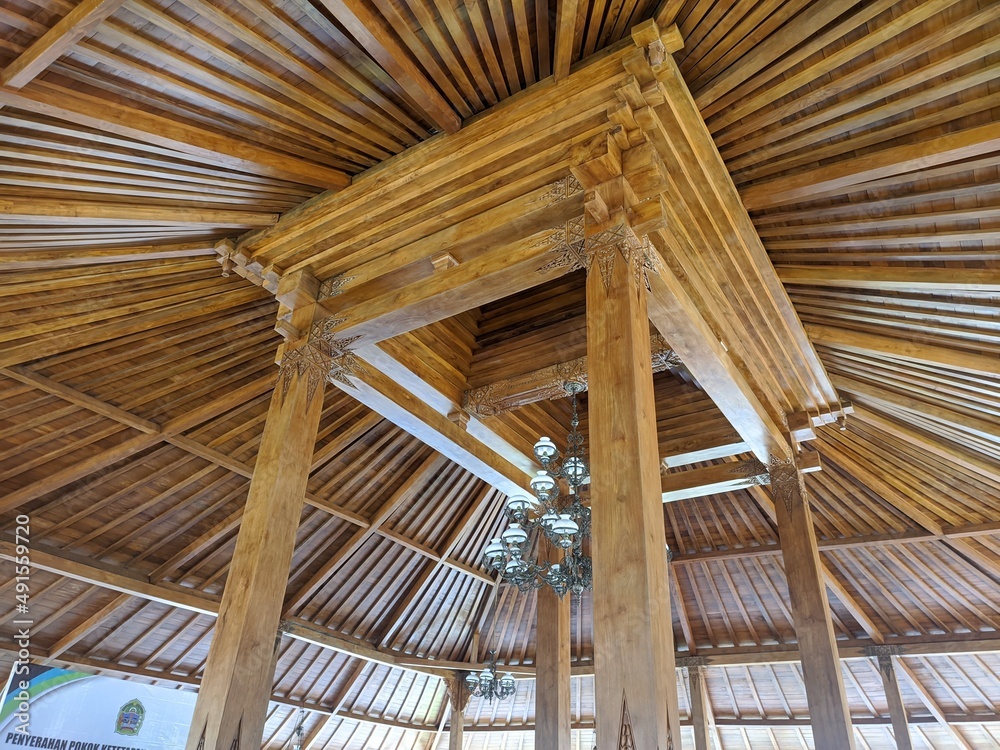 Beautiful wooden ceiling of javanese traditional house Beautiful wooden ceiling of javanese traditional house