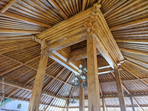 Beautiful wooden ceiling of javanese traditional house