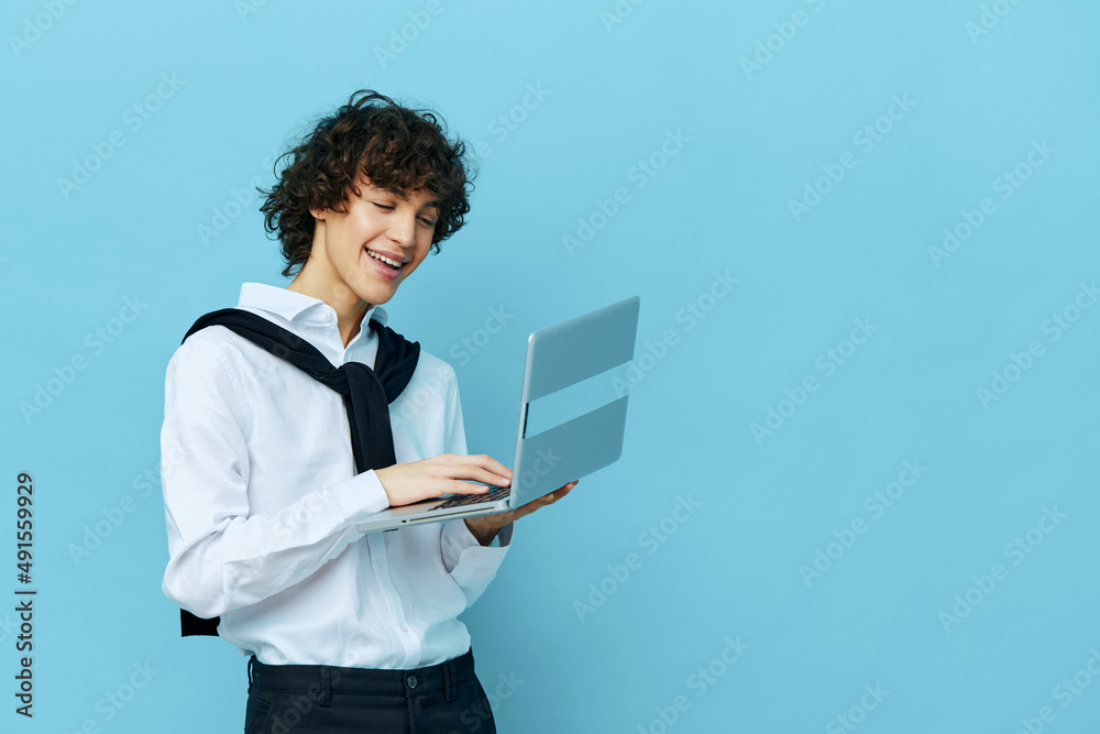 man laptop work online finance Professional cropped view man laptop work online finance Professional cropped view