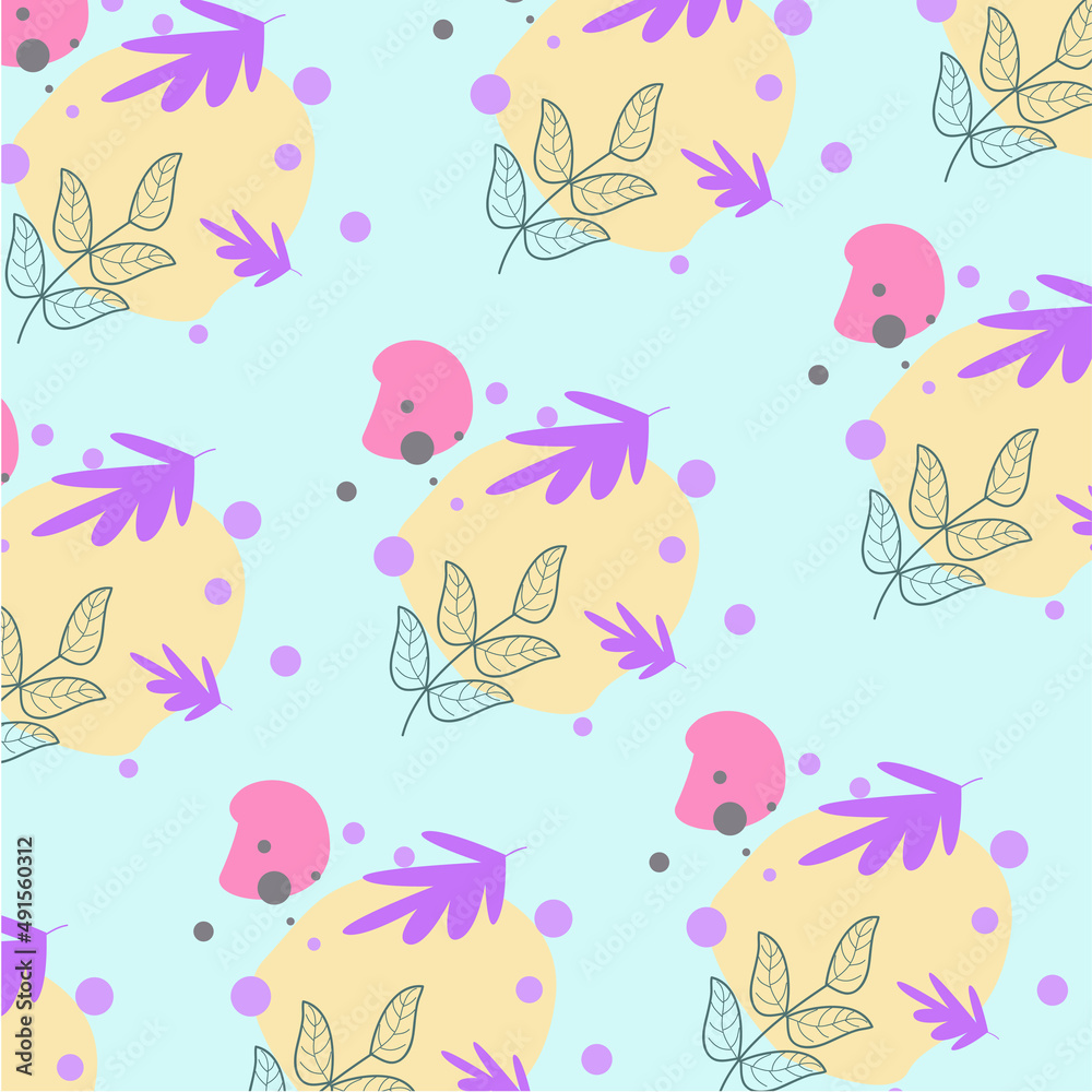 Vector illustration of flat pattern with simple flowers and leaves Vector illustration of flat pattern with simple flowers and leaves