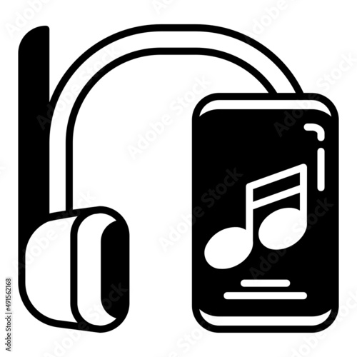 headset and smartphone with music note wallpaper