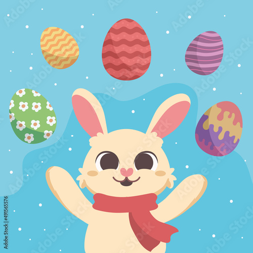 easter rabbit and eggs