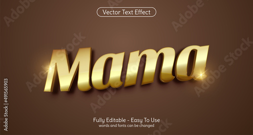 Creative 3d text Mama editable gold style effect template