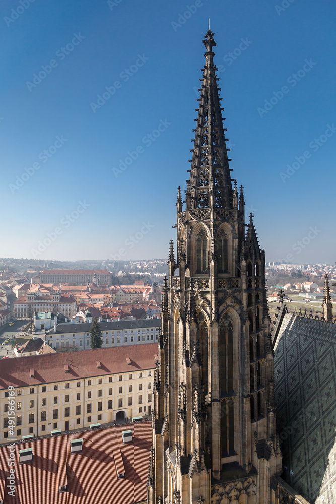Spire of Saint Vitus cathedral in Prague