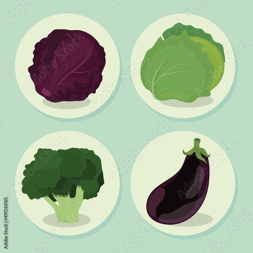 icons set vegetables