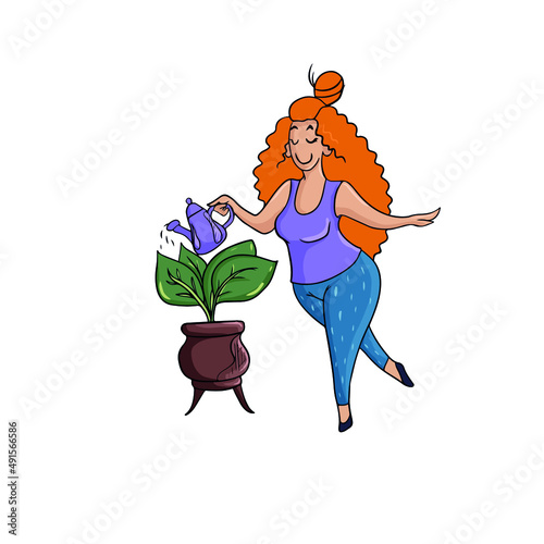Cute and funny girl with red hair,vector children's design on a white isolated background waiting for banners, postcards and stickers