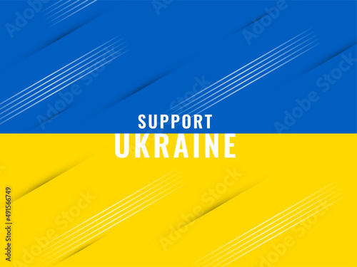 Support Ukraine text with modern flag theme design