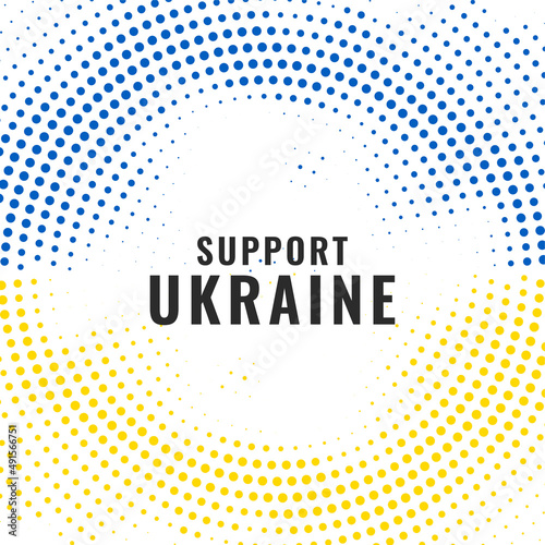 Support Ukraine text with halftone style country flag theme design